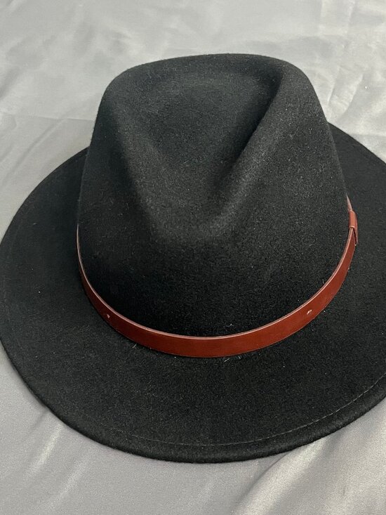 Brixton Messer Fedora Size XS Black NWT New Wool Fall Hat Brown Band Classic Uni - Picture 7 of 9